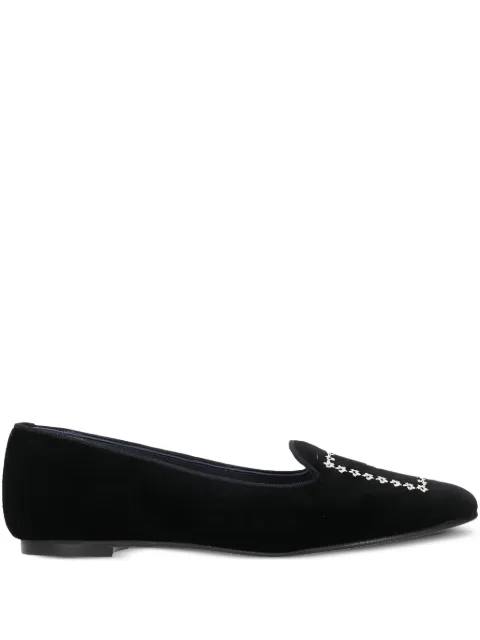 Castañer floral-embroidery velvet loafers Black CCAS6CUADRADO001