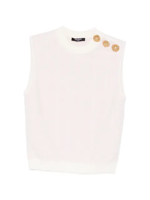 Balmain tweed crop top with buttons Neutrals GF1AG850KJ48