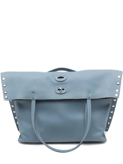 Zanellato medium Saeta stud leather tote bag Blue 068790M1910000Z0618