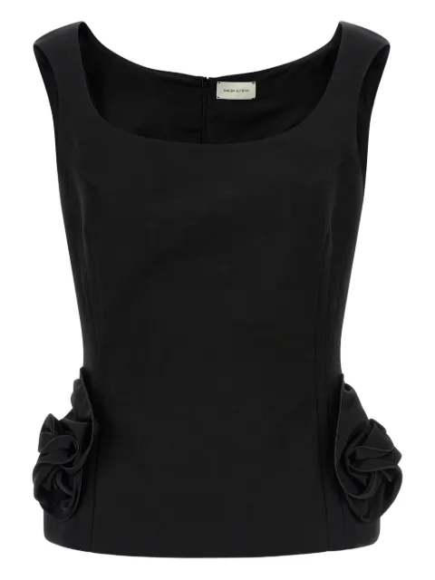 Magda Butrym floral-ruffle sleeveless top Black 353426