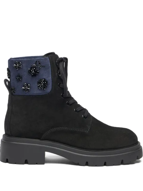 Stuart Weitzman Hudson embroidered lace-up boots Black SM546SJMQ12