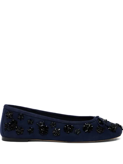 Stuart Weitzman Prima Bow embroidered flats Blue SM419JSIQ3H