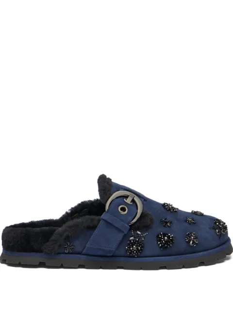 Stuart Weitzman Chrystie shearling buckle mules Blue SM431JSSQ3H