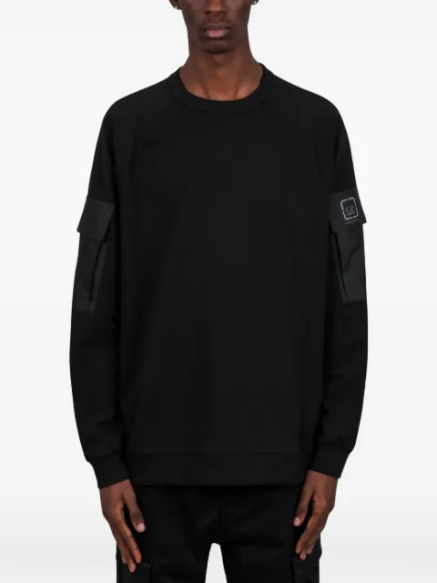 C.P. Company Metropolis Series stretch fleece mixed crewneck sweatshirt Black 20CLSS013A006452M999