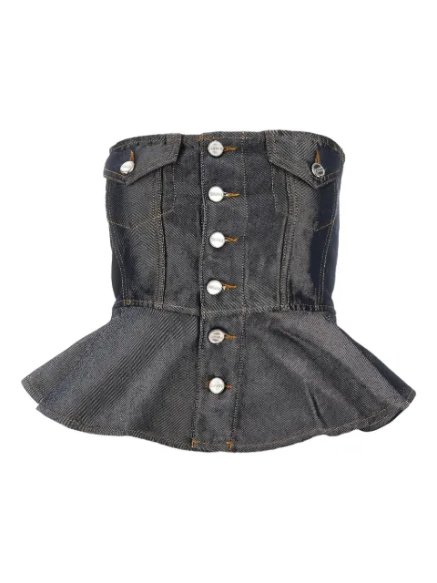 GANNI button denim top Grey A1040045