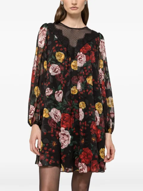 NISSA floral-print mini dress Black RC16373