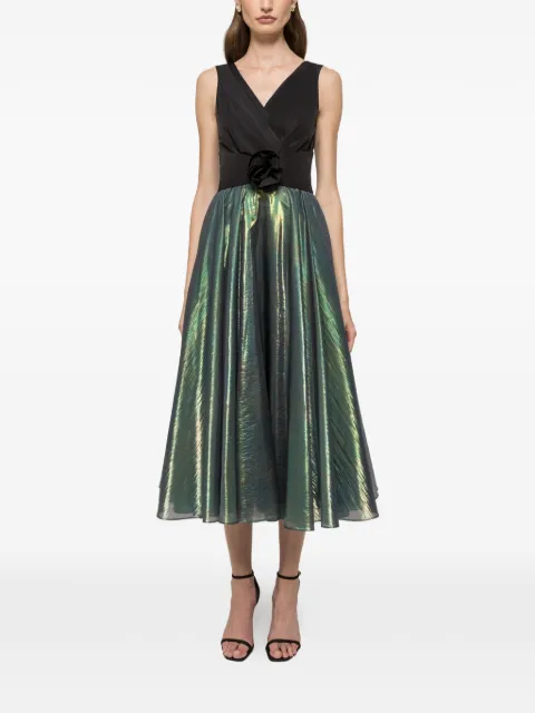NISSA floral-detail V-neck midi dress Green RS16387