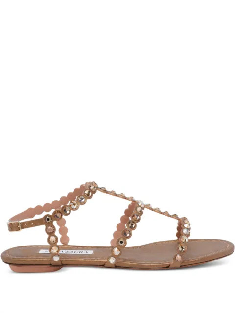 Aquazzura Tequila studded sandals Brown TQLFLAS0CYNBRA