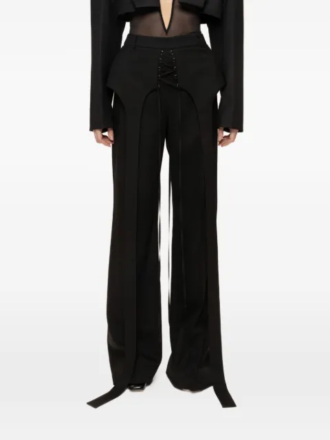NISSA exaggerated hips lace-up trousers Black P16132