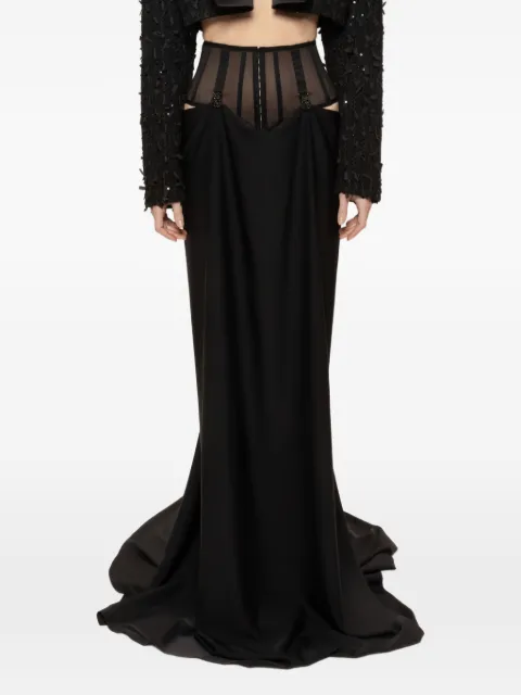 NISSA tulle waist maxi skirt Black FS16337