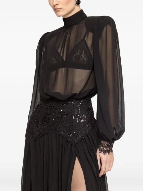 NISSA mock-neck embellished dress Black RS16216