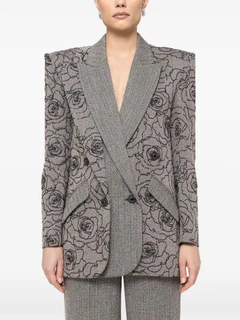 NISSA sequin-embellished double-breasted blazer Grey S16060