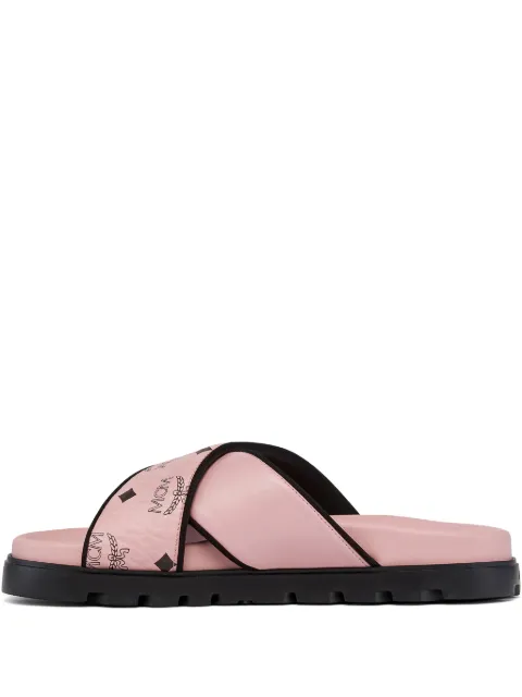 MCM logo-motif flat sandals Pink MESGSMM03PZ