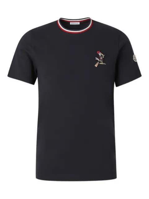 Moncler embroidered ribbed T-shirt Blue L10918C0001289AYY