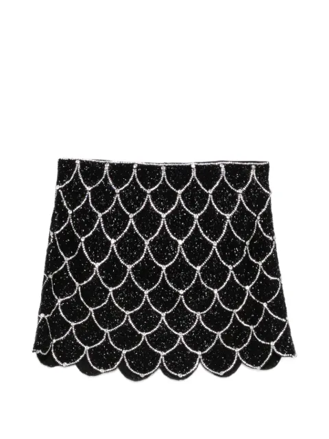 alice + olivia beaded scalloped mini skirt Black CC511E33317