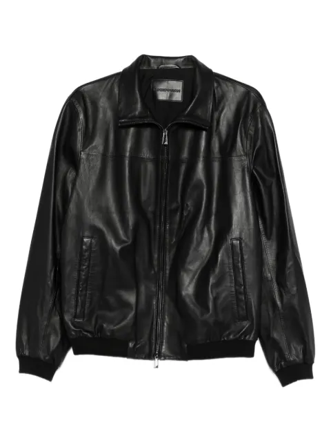 Emporio Armani leather bomber jacket Black EM005323AF24371UC001
