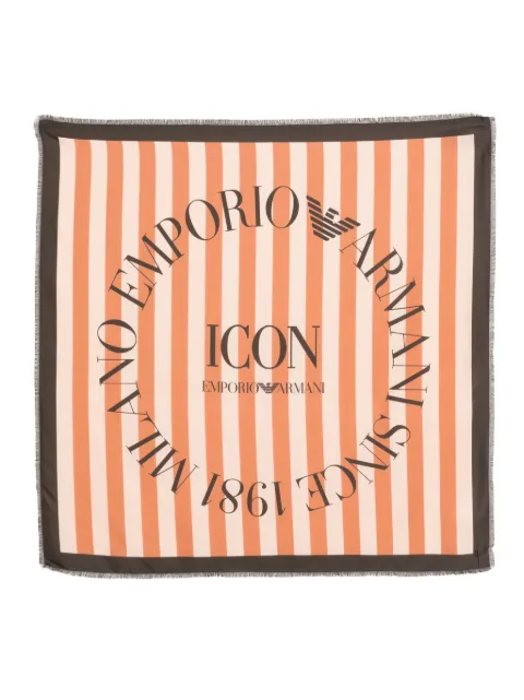 Emporio Armani striped fringed scarf Pink EW004043AF23574