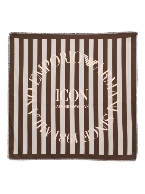 Emporio Armani striped fringed scarf Brown EW004043AF23574