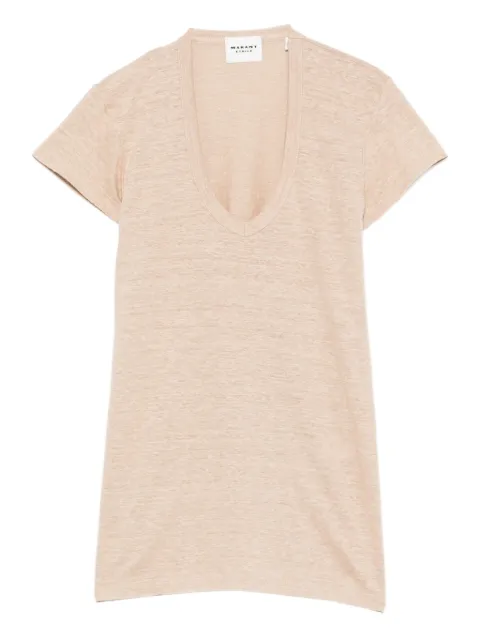 MARANT ÉTOILE Zankou V-neck T-shirt Neutrals TS0014FBB1N17E