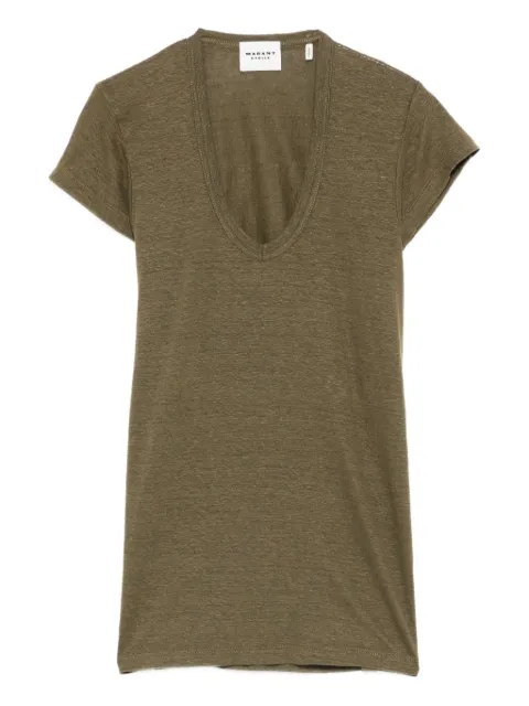 MARANT ÉTOILE Zankou V-neck T-shirt Green TS0014FBB1N17E