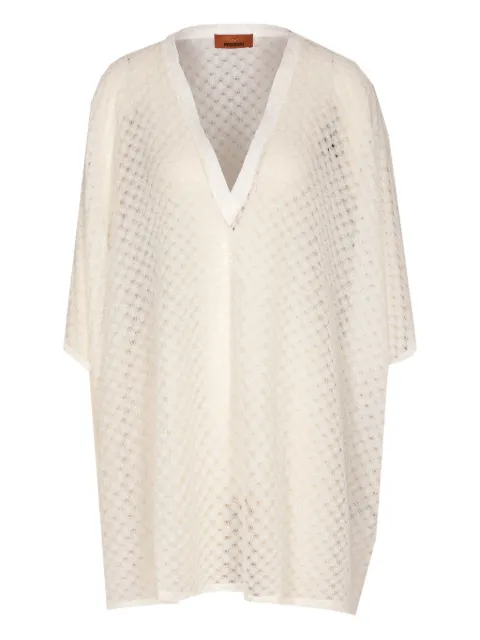 Missoni Raschel-knit V-neck short-sleeve kaftan White MC26SQ00BR014R