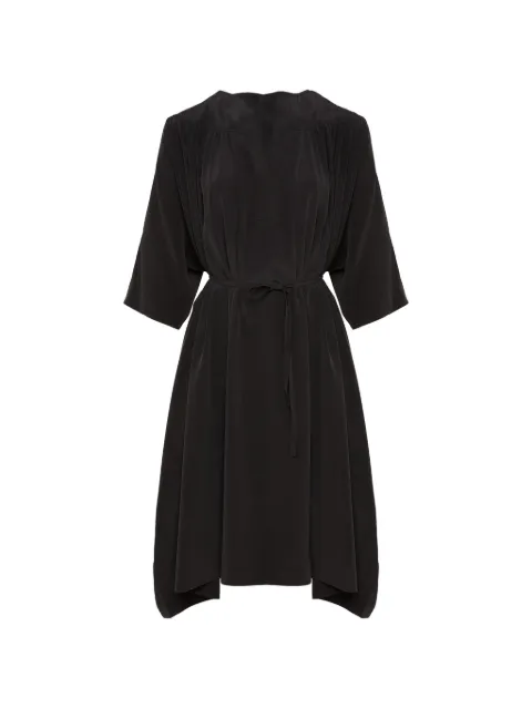 Yves Salomon V-neck tie silk midi dress Black 26EYR04012CRCH