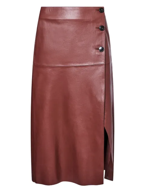 Yves Salomon buttoned leather wrap skirt Brown 26EYJ22376APXX