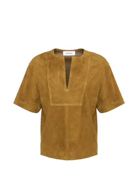 Yves Salomon double-sided V-neck blouse Neutrals 26EYH21858APAV