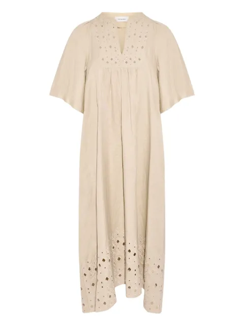 Yves Salomon embroidered-detail midi dress Neutrals 26EYR04525TSCL