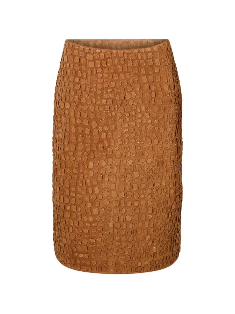 Yves Salomon crocodile-effect midi skirt Brown 26EYJ23560DAFG