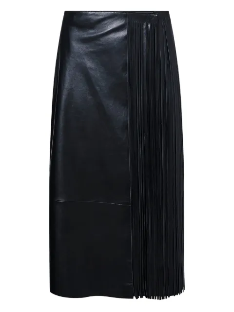 Yves Salomon fringed leather wrap skirt Black 26EYJ21376APXX