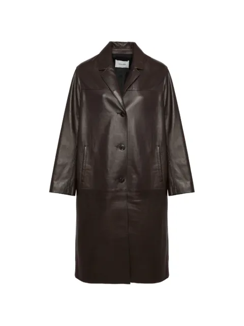 Yves Salomon straight leather coat Brown 26EYM20310APXX