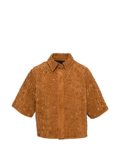 Yves Salomon suede short-sleeve shirt Brown 26EYH23452DAFG