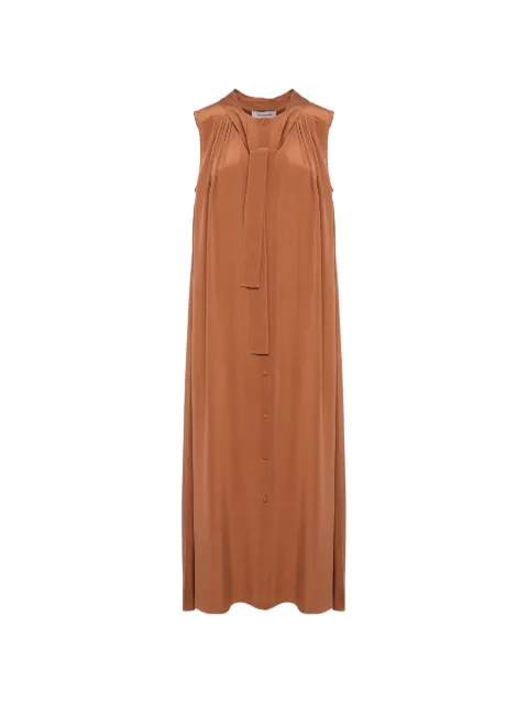 Yves Salomon sleeveless buttoned shirt midi dress Brown 26EYR90529CRCH