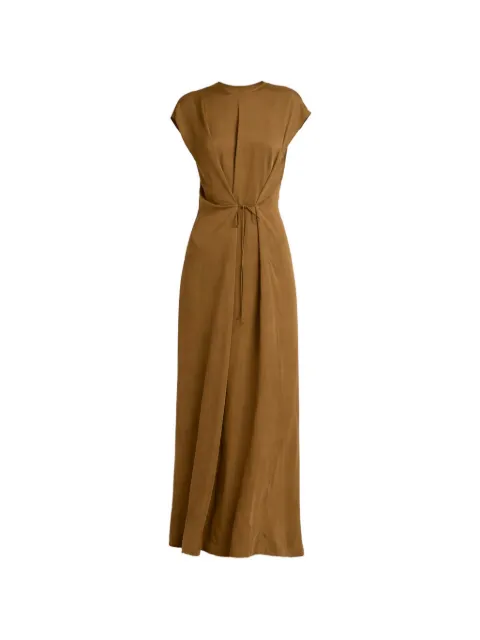 Yves Salomon asymmetric adjustable satin maxi dress Brown 26EYR03149SAVI
