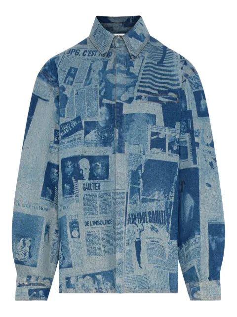 Jean Paul Gaultier newspaper print denim shirt Blue 2601UST045D0275568