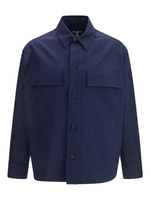 Balmain monogram pocket overshirt Blue GH1TH881CG41