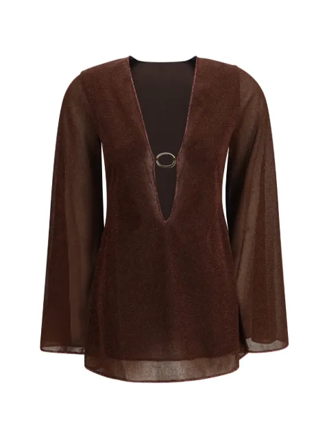 Oséree ring-detail V-neck mini dress Brown LYF246