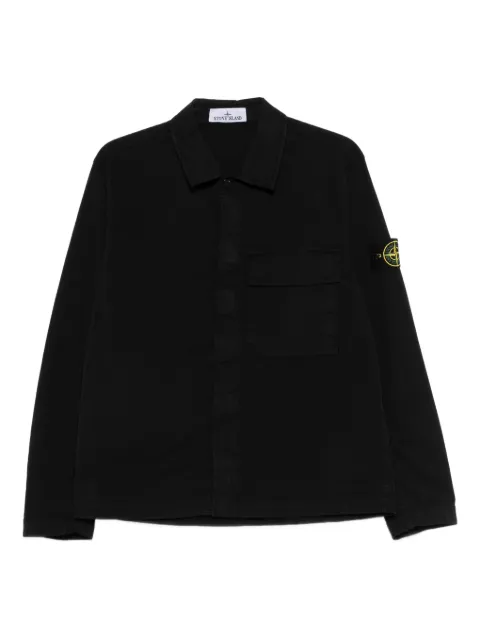 Stone Island logo-patch cotton-twill shirt jacket Black L1S151200013S0A10