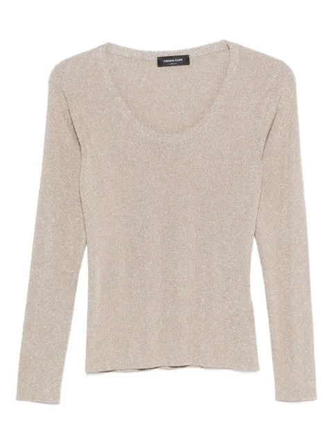 Fabiana Filippi scoop-neck long-sleeve top Neutrals MAD266F067D9620145