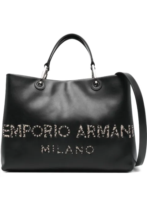 Emporio Armani logo-appliqué tote bag Black EW000360AF22010