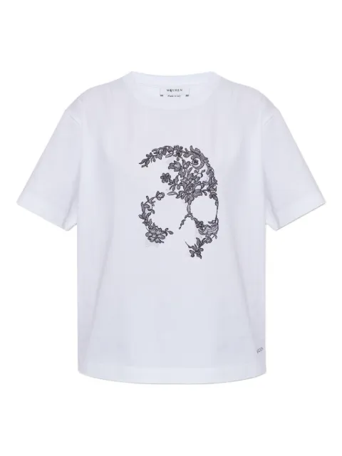 Alexander McQueen lace-skull T-shirt White 858340QZAQP