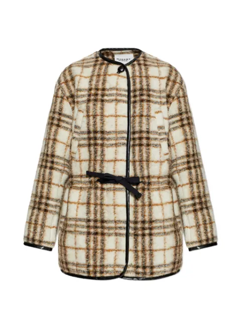 MARANT ÉTOILE checked tie coat Neutrals MA0492FBD1D02E