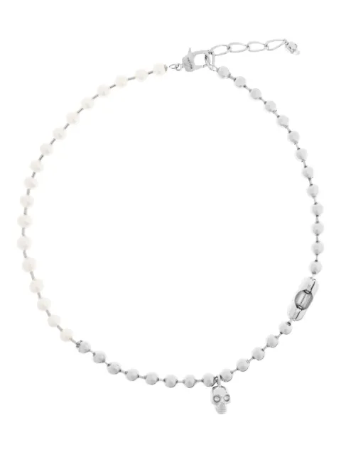Alexander McQueen skull pearl necklace Silver 854564J161B