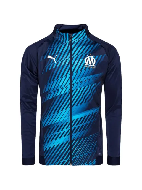 PUMA Olympique de Marseille logo-print long-sleeves T-shirt Blue 75662304