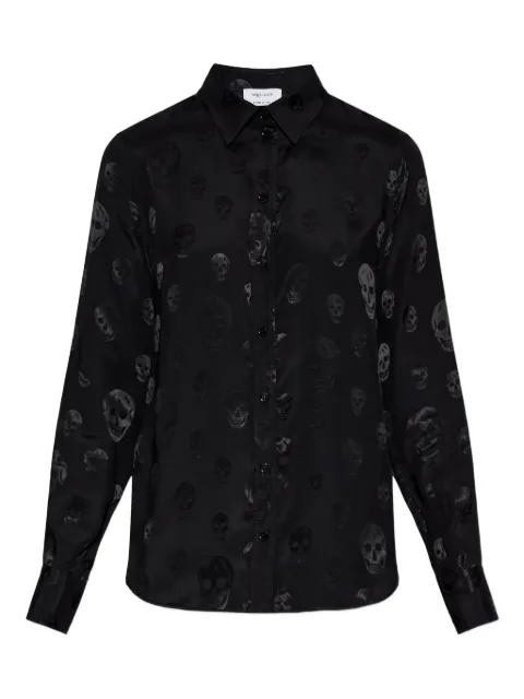 Alexander McQueen skull-pattern collared top Black 846393QGABJ