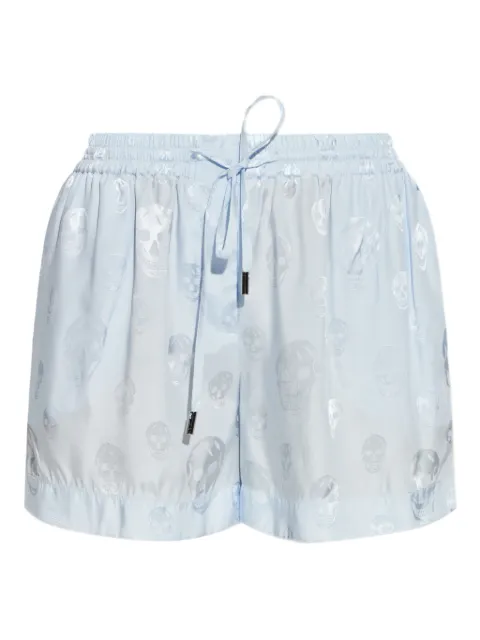 Alexander McQueen skull-print drawstring shorts Blue 860974QGABJ