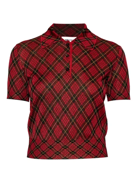 Alexander McQueen argyle button polo top Red 858329Q1BGE