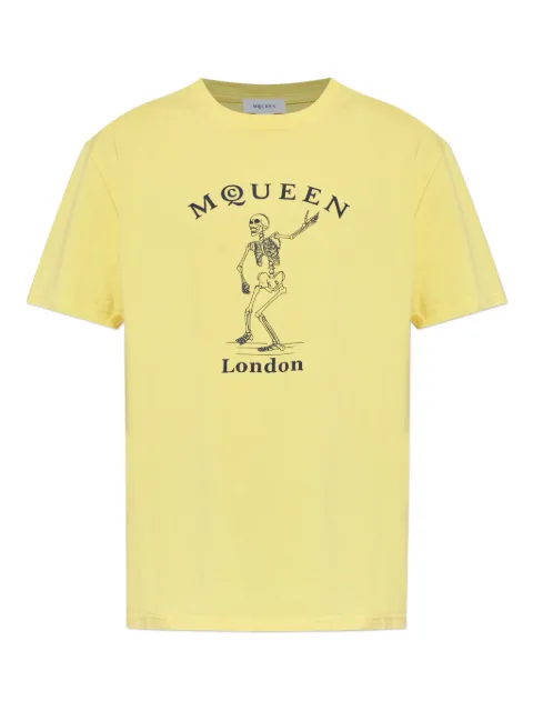 Alexander McQueen skeleton-graphic T-shirt Yellow 857152QTAEI