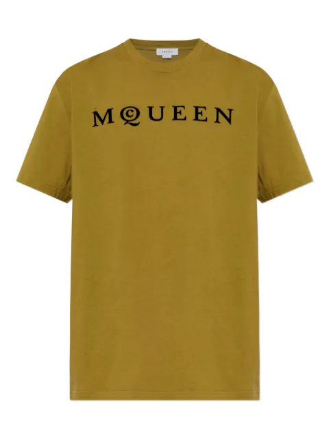 Alexander McQueen logo-print T-shirt Brown 847750QTAD5